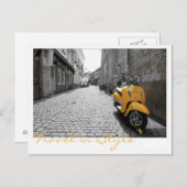 Gele scooter briefkaart (Voorkant / Achterkant)