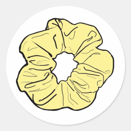Gele scrunchie ronde sticker (Voorkant)