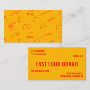 Gele Sinaasappelkleurige Fast Food Hamburger Kip R Visitekaartje