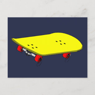 Gele skateboardtien briefkaart