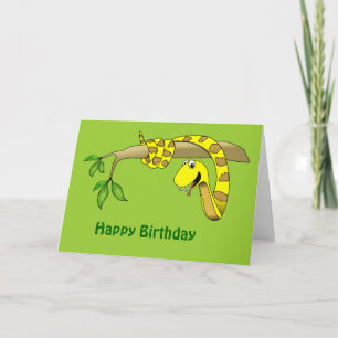 Gele slang in een boom Reptile Birthday Card Kaart
