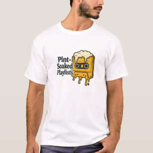 Gele Smeltende Bier Cassette Muziek Citaat T-shirt