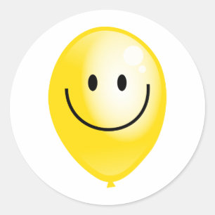 Gele smilie ballon ronde sticker