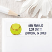 Gele softbal op wit etiket (Insitu)