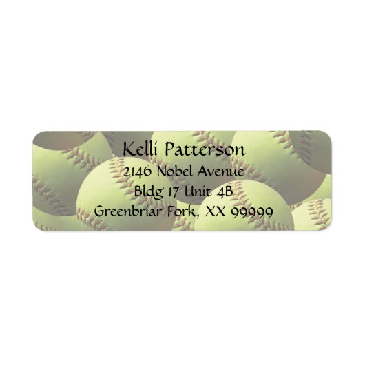 Gele Softball 4 lijn Etiket (Voorkant)