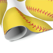 Gele Softball Cadeaupapier (Rol Hoek)