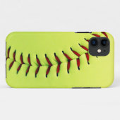 Gele softball Case-Mate iPhone case (Achterkant (horizontaal))