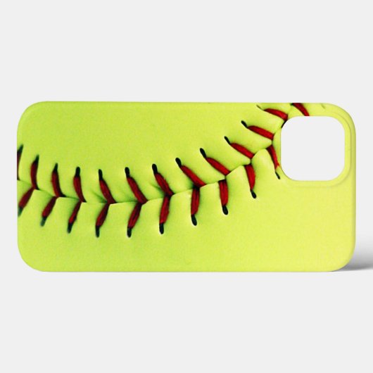 Gele softball Case-Mate iPhone case (Achterkant (horizontaal))