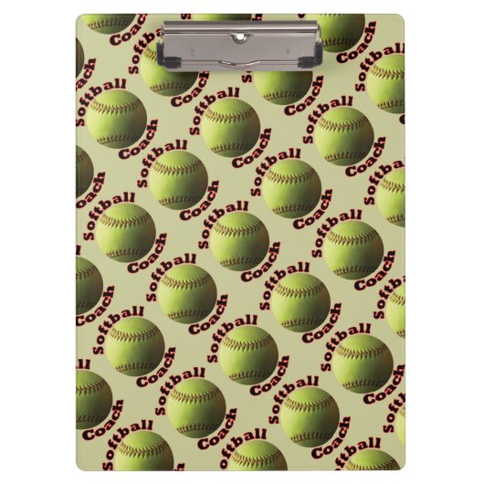 Gele Softball Coach Klembord (Voorkant)