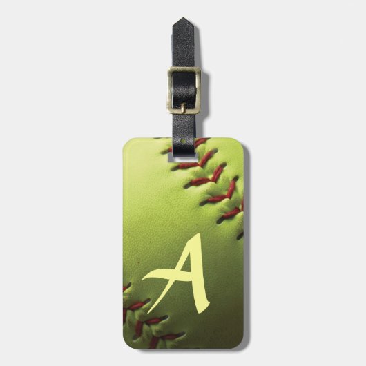 Gele Softball Custom Bagagelabel (Voorkant verticaal)