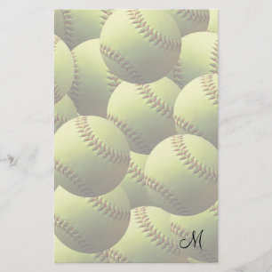 Gele Softball Fade met Initiaal Briefpapier