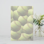 Gele Softball Fade met Initiaal Briefpapier (Staand voorkant)