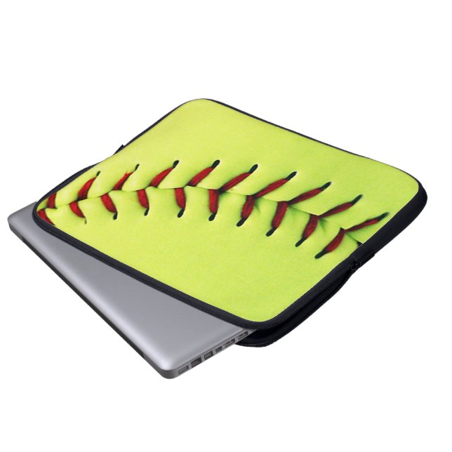 Gele softball laptop sleeve (Voorkant onderkant)