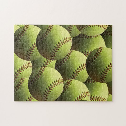 Gele Softball Multiple Balls Layered Legpuzzel (Horizontaal)