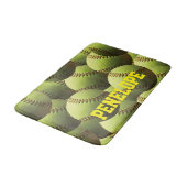 Gele Softball-naam in gele tekst Badmat (Gekanteld)