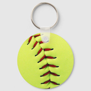 Gele softball sleutelhanger