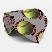 Gele Softball Star Stropdas (Opgerold)