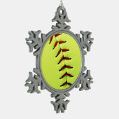 Gele softball tin sneeuwvlok ornament (Links)