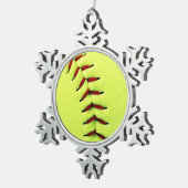 Gele softball tin sneeuwvlok ornament (Rechts)