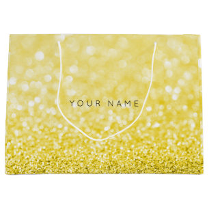 Gele Sorrento Lemon Sun Glitter Favor Gift Bag Large Cadeautasje