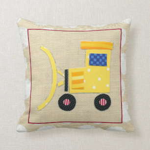 Gele Speelgoed Bulldozer Truck van Chariklia Zarri Kussen