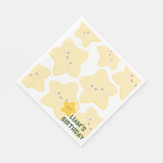 Gele speelse Star thema party servetten (Hoek)