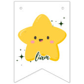 Gele speelse ster  verjaardag vlaggetjes (Eerste vlag)