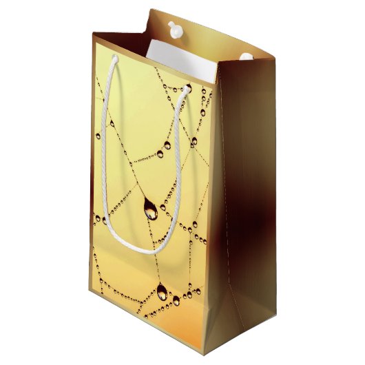 Gele spiderweb cadeauzak klein cadeauzakje (Voorkant Gekanteld)