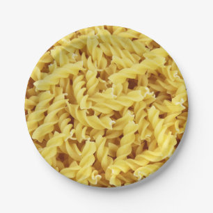 Gele spiraalpasta papieren bordje