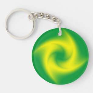 Gele spiral op groen sleutelhanger