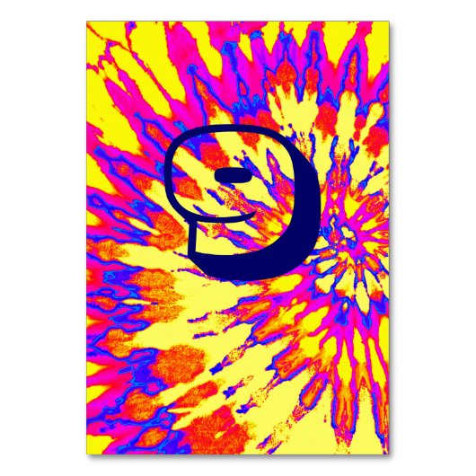 Gele Spiral Tie Dye Trouwtafel Negen Kaart (Voorkant)