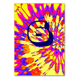 Gele Spiral Tie Dye Trouwtafel Zes Kaart