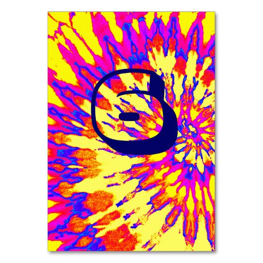 Gele Spiral Tie Dye Trouwtafel Zes Kaart (Voorkant)