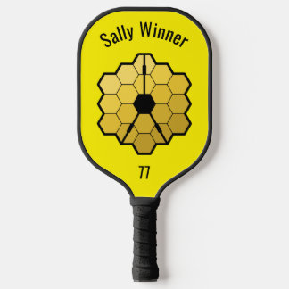 Gele sport Funny Space Telescope Sjabloon tekst Pickleball Paddle