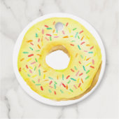 Gele Sprinkle Donut Verjaardagsfeest Dank u Bedankjes Labels (Voorkant)