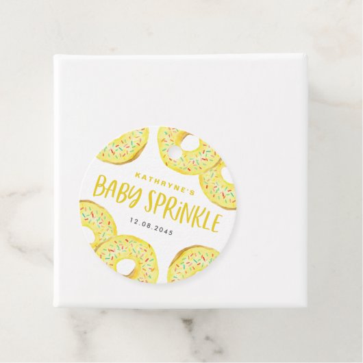 Gele Sprinkle Donut Verjaardagsfeest Dank u Bedankjes Labels (In situ)
