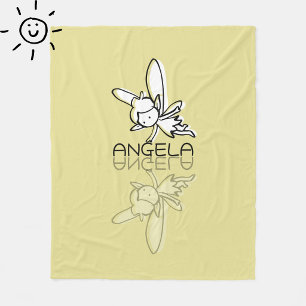 Gele Sprookjesachtige Weerspiegeling Doodle Eigen Fleece Deken