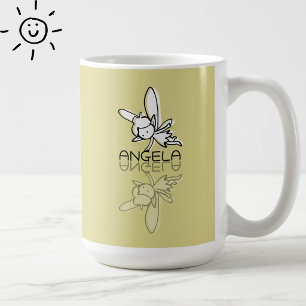 Gele Sprookjeselfreflectie Doodle Aangepaste naam  Koffiemok