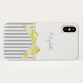 Gele staafjes met meisjesgrijze strepen en naam Case-Mate iPhone case (Achterkant (horizontaal))
