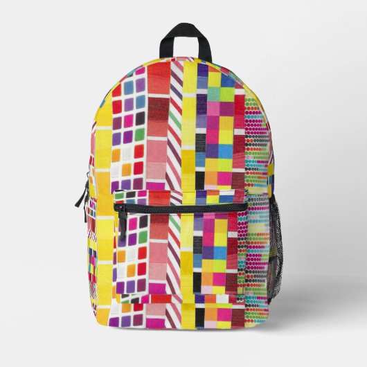 Gele Stalen en Kleurrijke Pixels Backpack Bedrukte Rugzak (Voorkant)