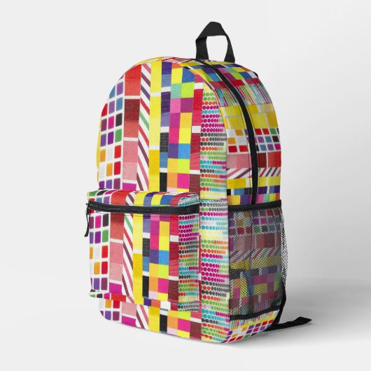 Gele Stalen en Kleurrijke Pixels Backpack Bedrukte Rugzak (Achterkant Hoek Rechts)