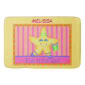 Gele Starfish Fun in Sun Beach Name Persoonlijk Badmat (Voorkant)