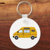 Gele stealth Camper Van Hoogste Mobiele Vrijheid Sleutelhanger (Voorkant)