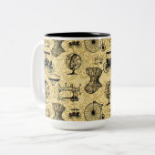 Gele Steampunk Pattern Coffee Mok (Voorkant links)