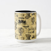 Gele Steampunk Pattern Coffee Mok (Voorkant rechts)