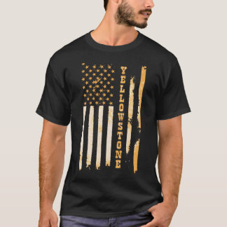 Gele Steen Classic Fit Zwart Met Vlag Ontwerp T-shirt