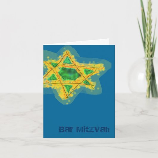 Gele ster Bar Mitzvah-kaart Kaart (Voorkant)