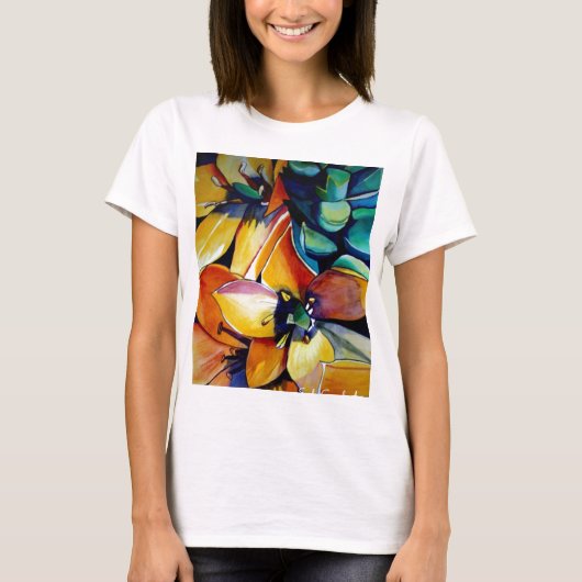 Gele ster van Bethlehem waterverf kunst T-shirt (Voorkant)
