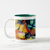 Gele ster van Bethlehem waterverf kunst Tweekleurige Koffiemok (Links)