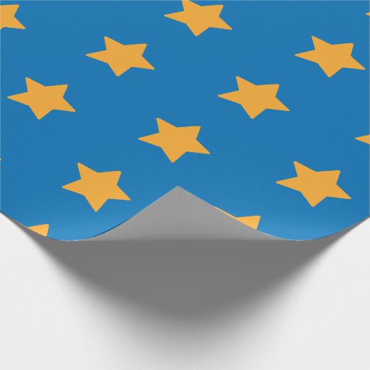 Gele sterren Geometric Starry Blue Pattern Cadeaupapier (Hoek)